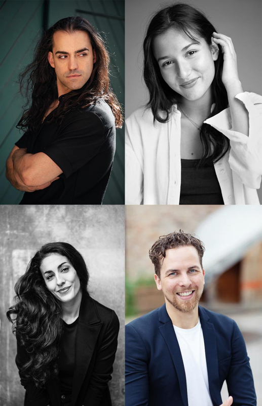 Die Musicaldarsteller (oben) Nicky Wuchinger, Silvana Rocha, (unten) Sharon Isabelle Rupa und Marc Trojan werden 
in der Gala und im Mantel-und-Degen-Musical „Zorro“ auf der Zwingenberger Bühne zu erleben sein.