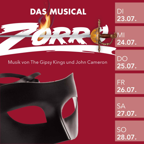 Zorro das Musical bei den Schlossfestspielen 2024 auf Schloss Zwingenberg